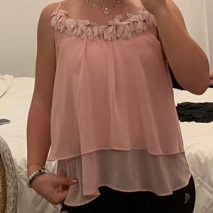 Pink chiffon spaghetti strap